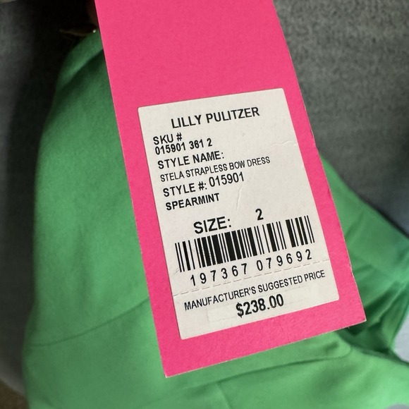 LILLY PULITZER Stela Strapless Bow Dress Green Size 2 NEW Kelly Semiformal Event - Picture 8 of 12